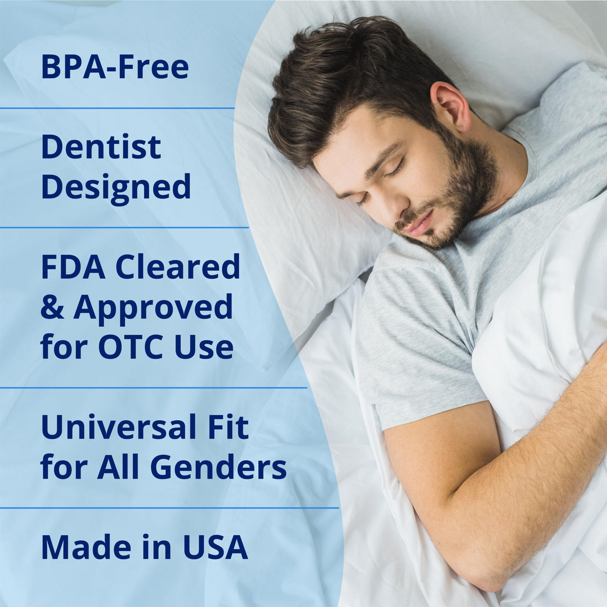 ZQuiet, Anti-Snoring Mouthpiece, Starter Pack with 2 Sizes, Living Hinge & Open Front Design for Comfort & Easy Breathing, Blue