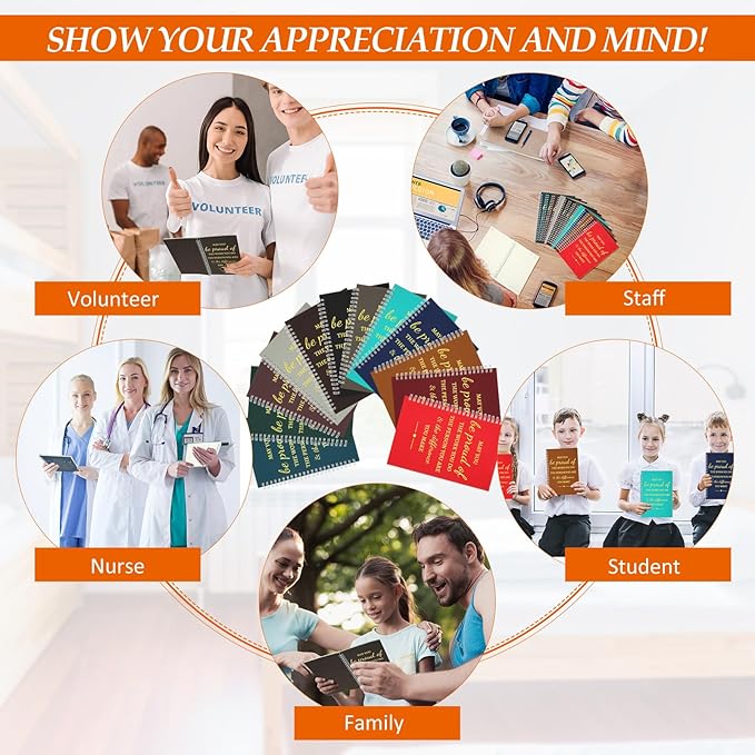 Colarr 12 Pcs A5 Inspirational Spiral Notebook Bulk Appreciation Gift 6x8 Inch Motivational Notepad 100 Page/50sheet Lined College Ruled Journal for Employee Coworker Teacher Nurse (Dark Colors)