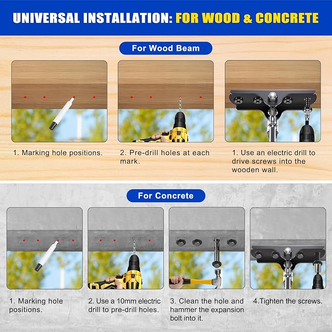 Dolibest Heavy Duty Swing Hanger,Ceiling Mount Swing Hook,One-Piece Design Base, Swing Set Hardware for Punching Bag, Boxing, Hammock Chair, Yoga Swing, Porch Swing (360° +180° Rotation)