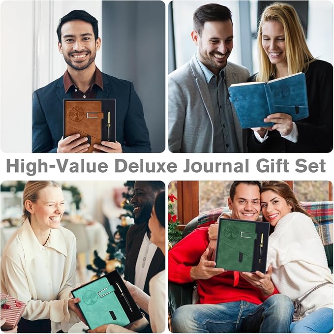 Lined Notebook Journal for Men Women, 365 Pages Numbered College Ruled Notebook, Hardcover Leather Journal with Pen & Gift Box, Thick Daily Diary, Professional Notebooks for Work, School, Business, A5