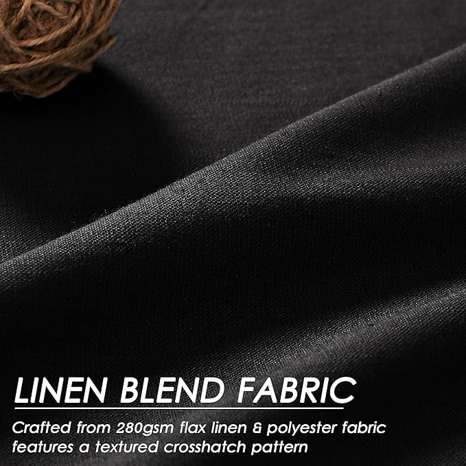 Black Linen Blackout Curtains 84 Inches for Bedroom Pinch Pleated Modern Farmhouse Living Room Draperies 84 Length Thermal Insulated Full Shading Black Curtains With White Backing for Sliding Door