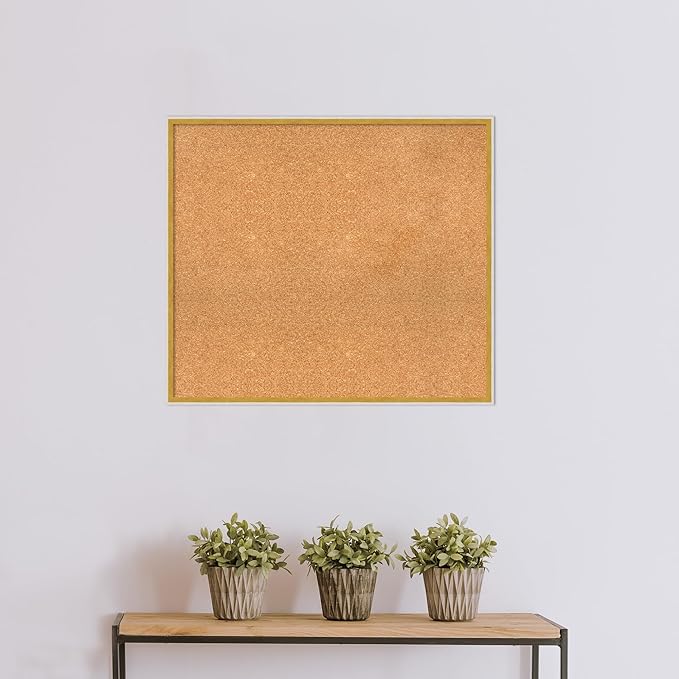 Amanti Art Natural Cork Board for Wall, 29x33 Vision Board with White Frame, Large Corkboard Office Decor for Home Organization, Modern Corkboard Pinboard to Display Items for Home Organization in