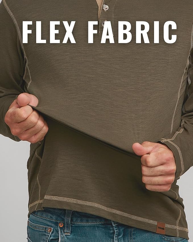 Venado Henley Long Sleeve Shirts for Men - Mens Henley with Flex Material