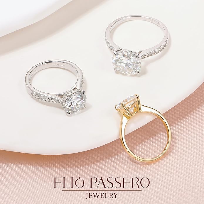 Moissanite Engagement Rings for Women,Promise Rings 925 Sterling Silver with 18K Yellow/White Gold Plated,D Color VVS1 Wedding Band Moissanite Ring 0.5/1/1.5/2/3/4CT