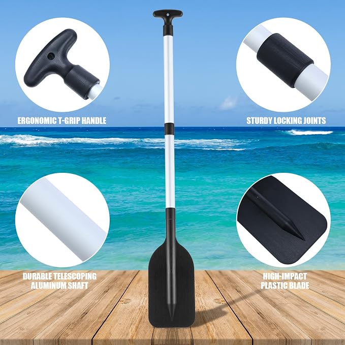 Trader 2 Pack Boat Canoe Paddles Telescoping Collapsible Oar Aluminum 21.3-41.7 in Kayak Paddles Adjustable Length for Kayak Inflatable Dinghy Water Sport Boat Accessories