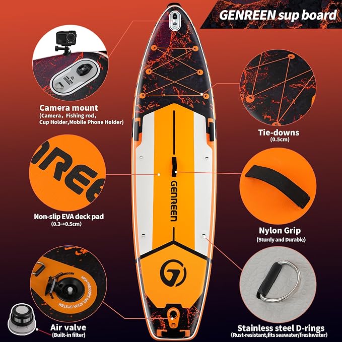 Paddle Board Stand up Paddle Board (Extra Large 11'*33/34") Newly Improved 2 Side Layers 450LBS Quality Inspection×5 (All-Season for JP customers) paddleboards Fishing Family Pet Friendly