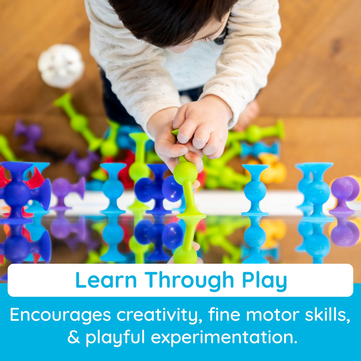 Fat Brain Toys Squigz Starter Set, 24 Piece Suction Bath Toys, Sensory Toys for Kids 3 and Up