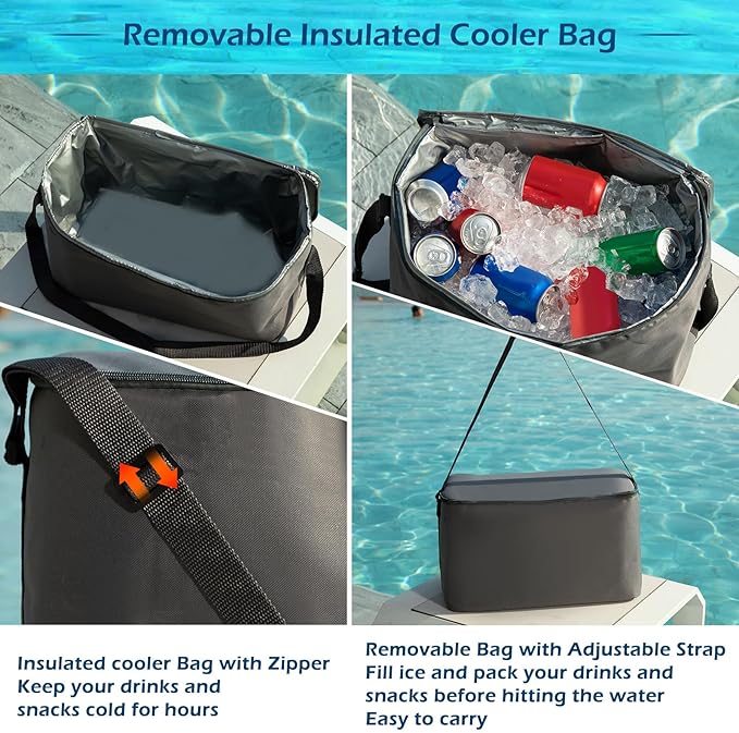 Jasonwell Heavy Duty 2 Person Inflatable River/Pool Tube Float with Removable Cooler, Tubes for Lake, Floating River Raft Lounge Floatie with 2 cup Holders For Adults, Cyan