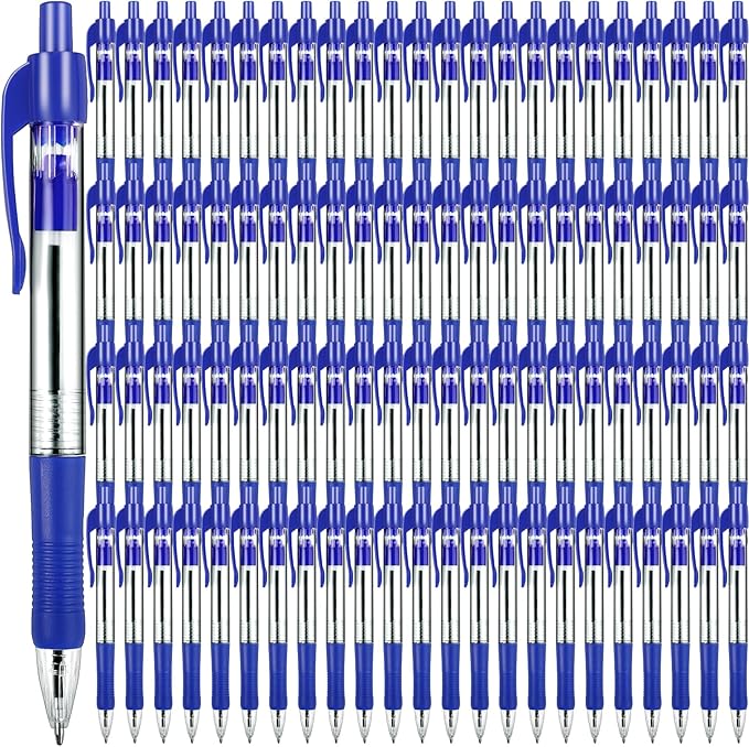 200 Pack Ballpoint Pens Bulk, Blue Gel Ink Pens, 1.0 mm Medium Point Pen, Retractable Smooth Writing Pen with Comfortable Grip for Journal Writing Home Office Supplies (Blue Ink)