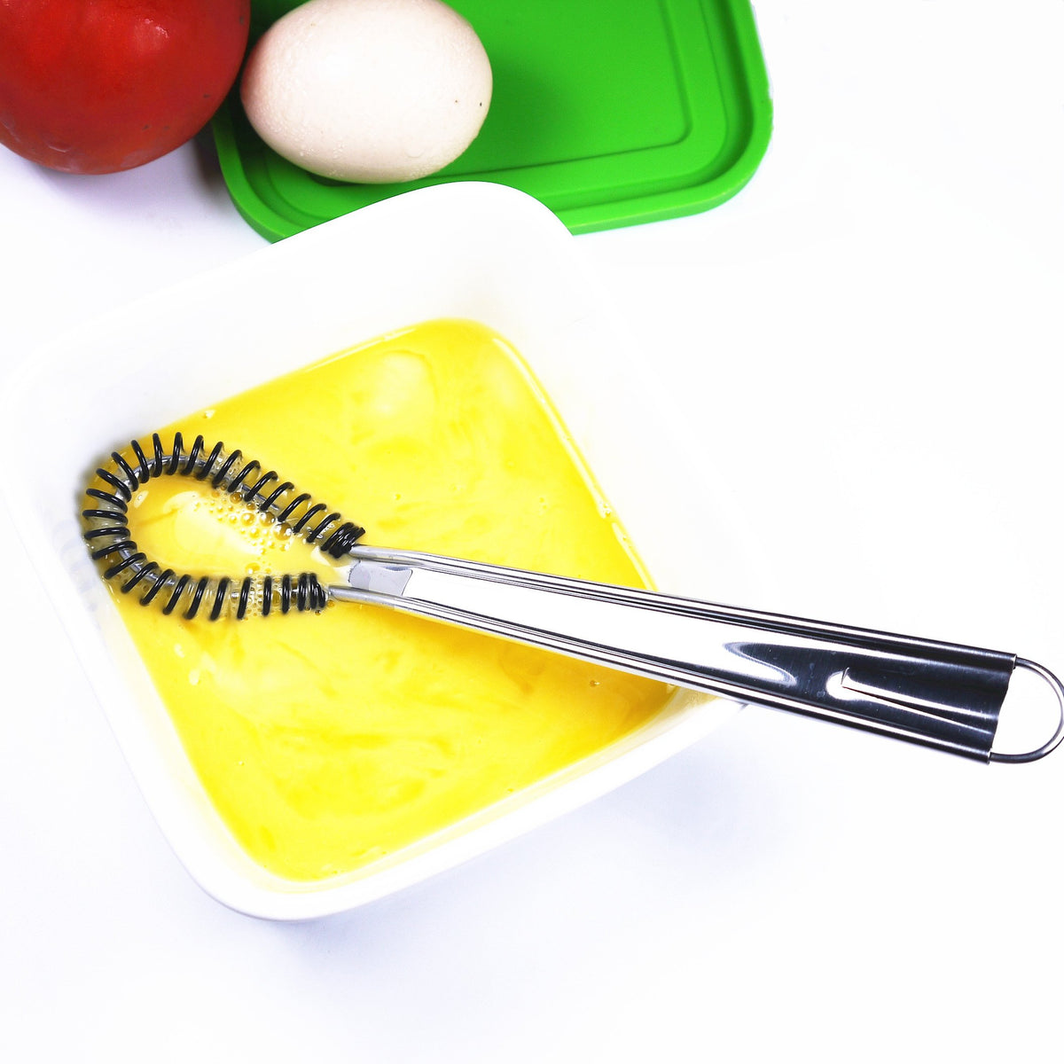 Stainless Steel Mini Spring Egg Beater Silicone Whisk Magic Hand Held Sauce Stirrer Blender Milk Frother Foamer Coffee Mixer (2Pack-Silicone+Steel coil)