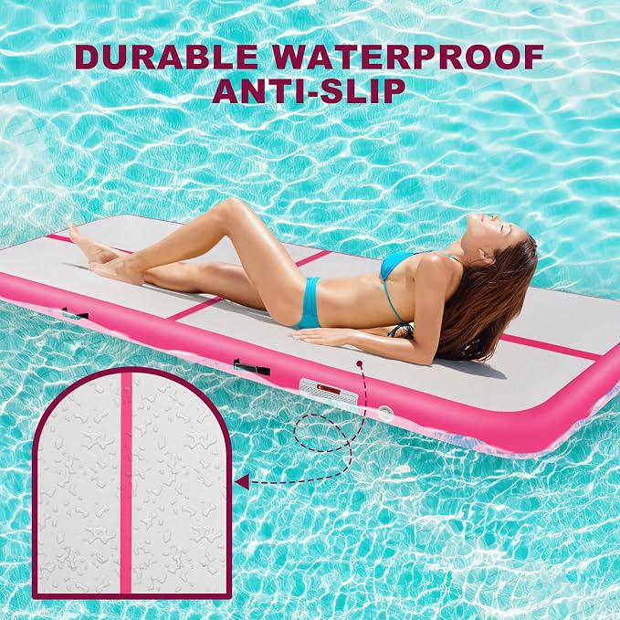 Inflatable Gymnastics Mat 10ft/13ft/16ft/20ft/ Air Tumbling Track Mats 4/8 inches Thick for Home Use/Training/Cheerleading/Yoga/Water with Pump