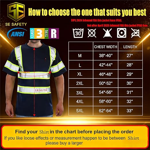 Hi Vis T Shirt Class 3 High Visibility Shirts for Men Safety Shirts with Reflective Strips and Pocket Breathable Construction Work Mesh Short Sleeve Orange-Black
