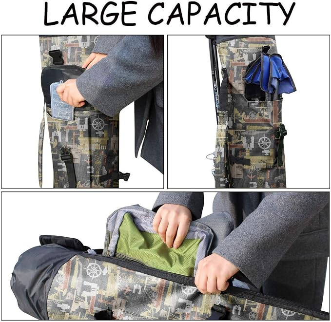Allnice Durable Canvas Fishing Rod & Reel Organizer Bag Travel Carry Case Bag- Holds 5 Poles & Tackle