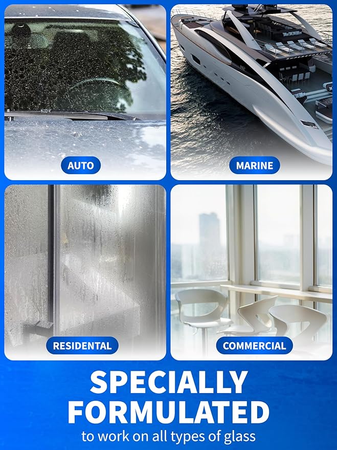 GlasWeld ProClean Heavy Duty Hard Water Stain Remover - For Glass, Metal & More - Includes Applicator Pad - Stubborn Water spot Remover Kit - Automotive Car Care