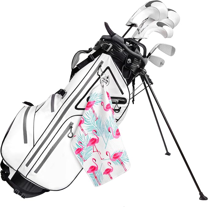 Magnetic Golf Towel for Golf Bags with Clip for Men & Women, Waffle Weave Microfiber Towel with Industrial Strength Clip Hook for Strong Hold to Golf Carts or Clubs, Set of 3