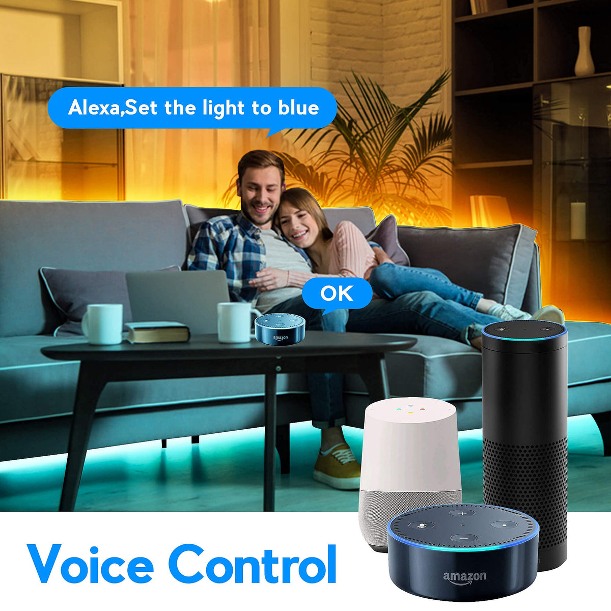 GIDERWEL Smart 5 in 1 WiFi LED Controller RGBWW for Strip Lights RGBCCT RGBW RGB CCT and 5 White Strips,Work with Alexa/Google Assistant,APP/Voice Control Color Change Dimming(Only a WiFi Controller)