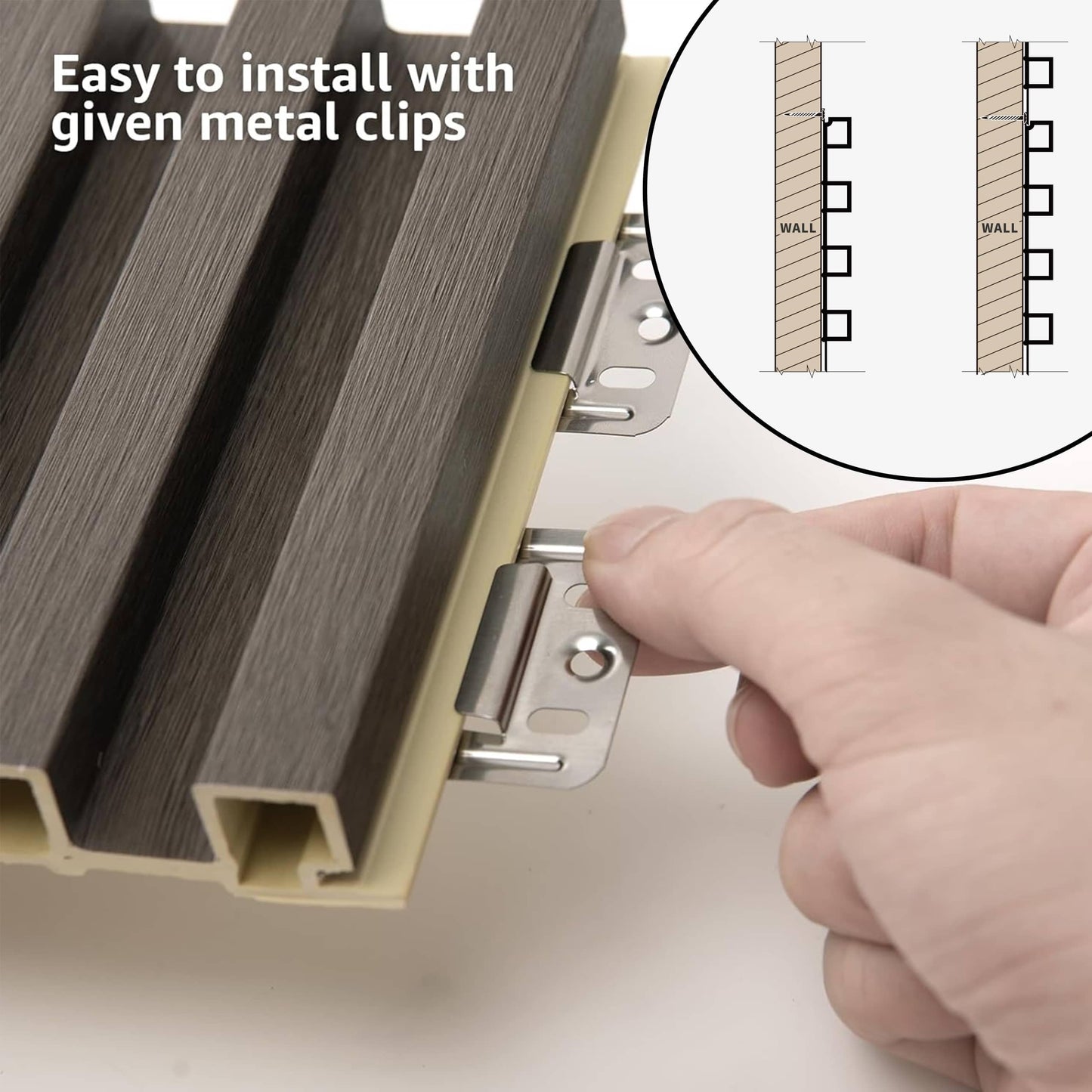 POHARE WPC Slat Wall Panels, 8 Pack Accent Decorative Acoustic Wood Slats for Wall and Ceilings, Acoustic Panels for Interior Wall Modern Décor, Black Brown, 95 x 6 in