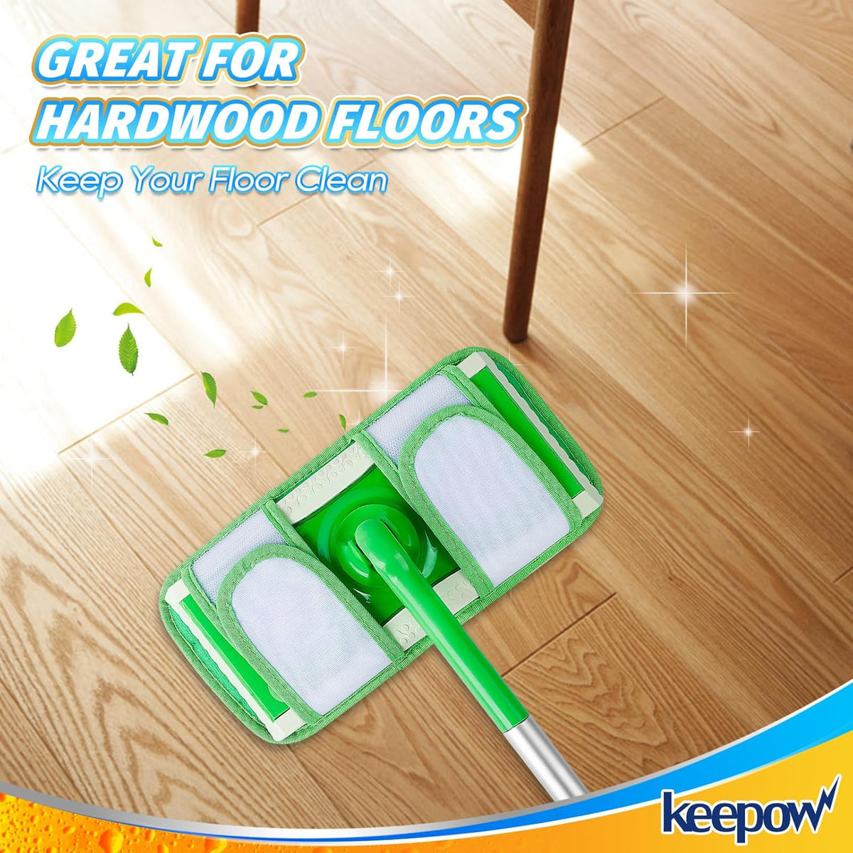 Reusable Pads Compatible with Swiffer Sweeper Mops - Washable Microfiber Mop Pad Refills - 12 Inch Floor Cleaning Mop Head Pads Work Wet and Dry - 5 Pack