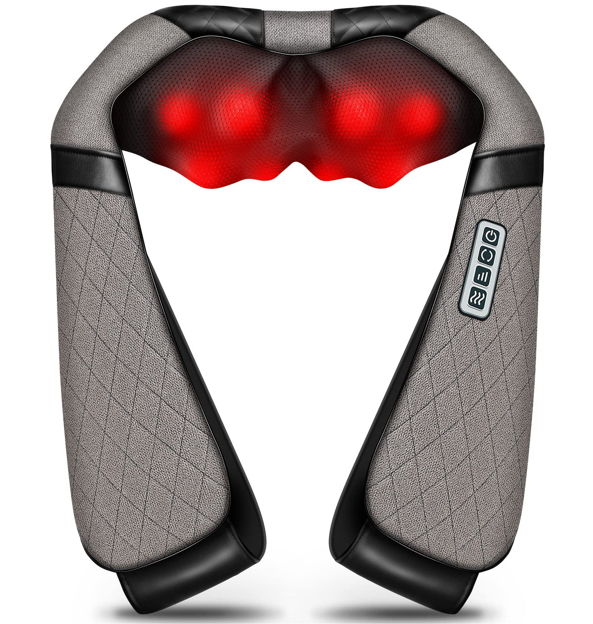 Blue Elf Shiatsu Electric Neck Back Massager Pillow 3D Kneading with Heat for Shoulder, Lower Back, Foot, Leg Muscles Pain Relief Relax in Car Office and Home (Gray)