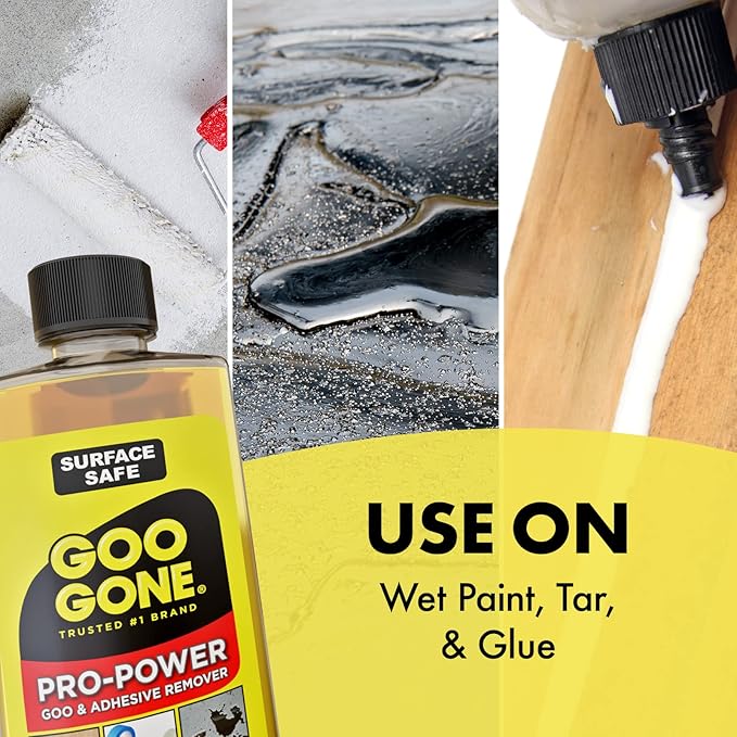 Goo Gone Pro Power Adhesive Remover | Removes Stickers, Goo, Tar, Grease, Great on Tools | Surface Safe, Fresh Citrus Scent - 2 Pack with Scraper Tool, Sticker Lifter