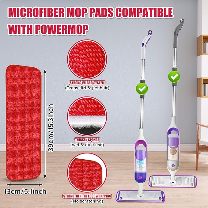 Spray Wet Mops for Hardwood Floor Cleaning: EXEGO Microfiber Dry Dust Spray Mop with 3 Washable Pads fit for Swiffer PowerMop - Wet Jet Mop Flat Floor Mops with Sprayer for Wood Laminate Ceramic Tiles