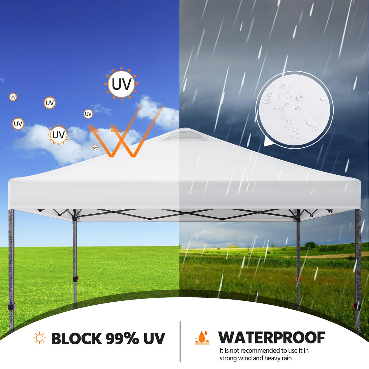 Yaheetech 10x10 Pop up Canopy Tent, Commercial 150D Silver Coated Fabric Outdoor Instant Tent w/Wheeled Bag, 4 Sandbags, 8 Stakes & 4 Ropes for Parties, Camping, Beach, White