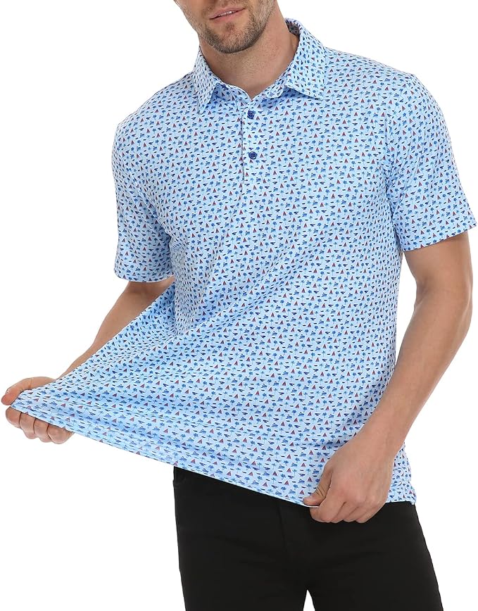LRD Golf Shirts for Men UPF 50 Moisture Wicking Short Sleeve Polo Shirt