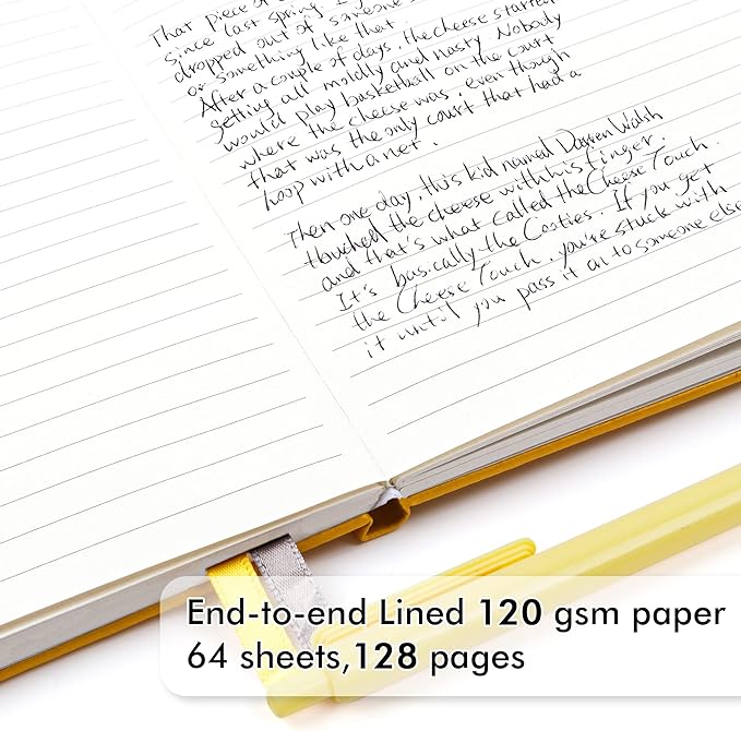 12 Pack Notebooks Journals Bulk with 12 Black Pens, Feela A5 Hardcover Notebook Classic Ruled Journal Set with Pen Holder for School Business Work Travel Writing, 120 GSM, 5.1”x8.3”, Yellow