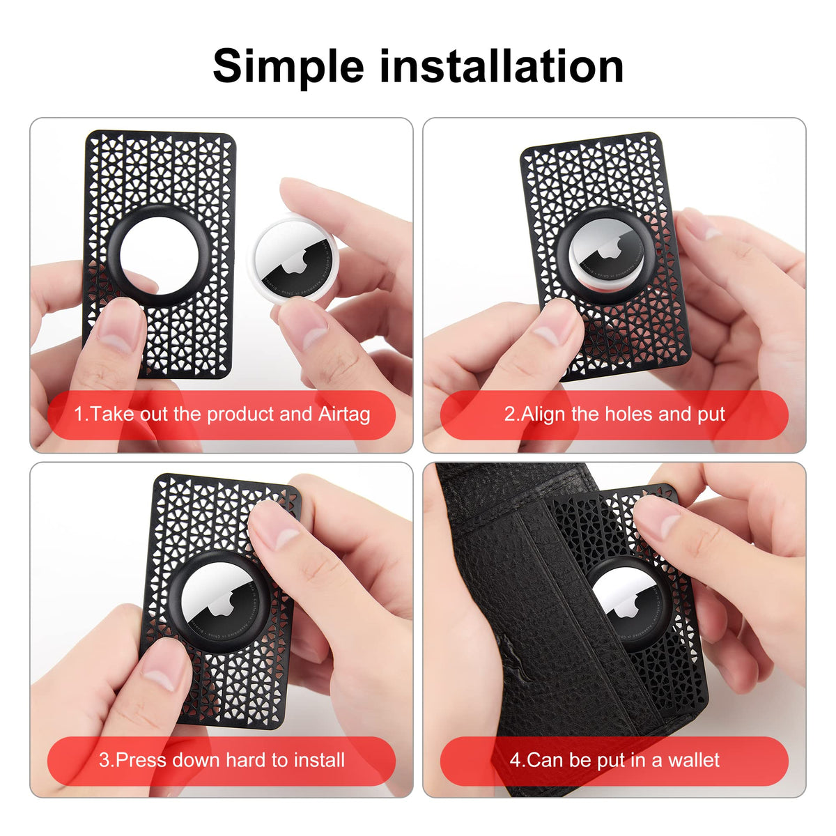 [Ultra Thin] for Airtag Wallet Holder 2 Pack, Airtag Holder, 0.1 inch Thickness, Airtag Wallet Case Slim Thin Card Case for Purse, Handbag, Backpack Wallet, Clutch (Black)