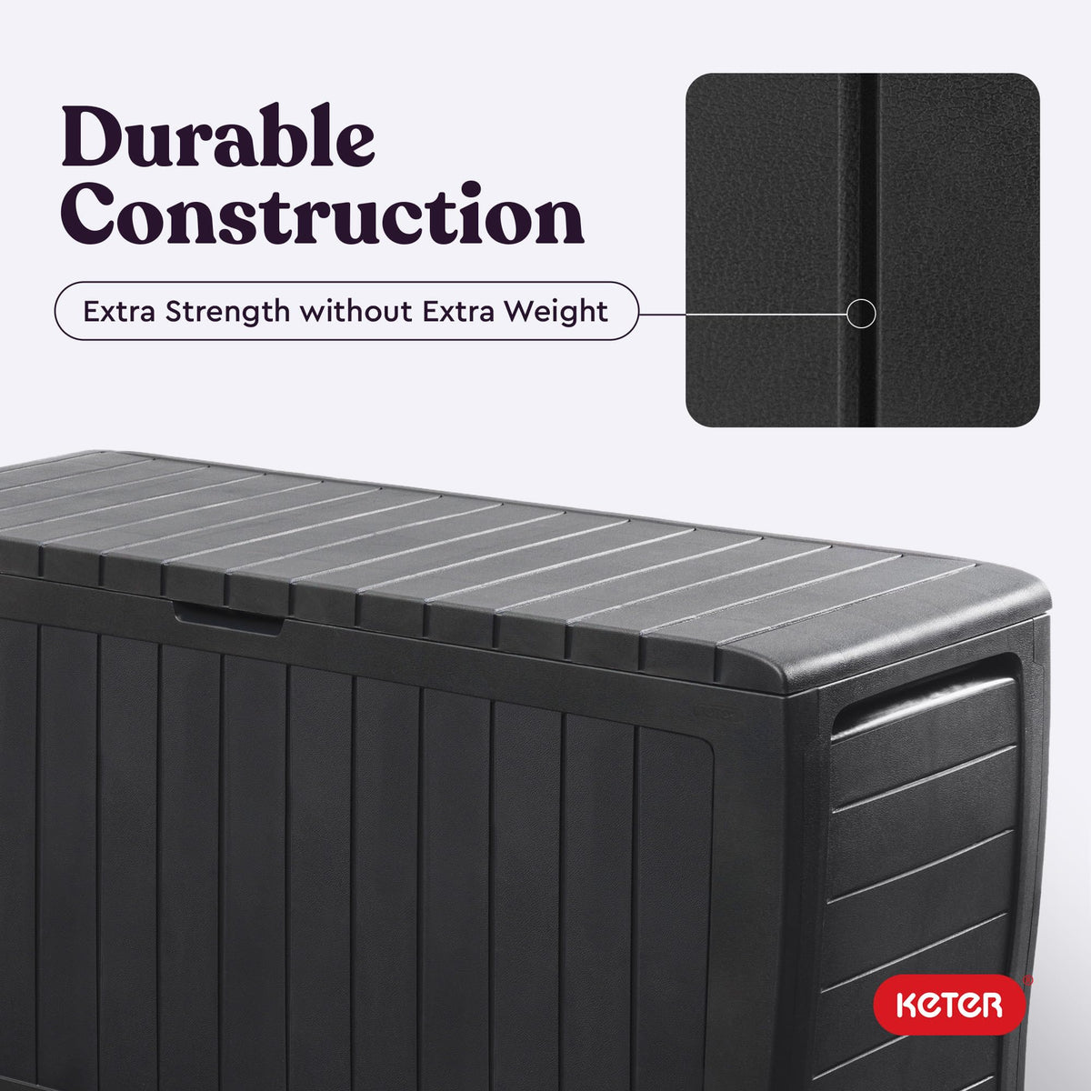 Keter Marvel Plus 71 Gallon Resin Deck Box-Organization and Storage for Patio Furniture Outdoor Cushions, Throw Pillows, Garden Tools and Pool Toys, Dark Grey