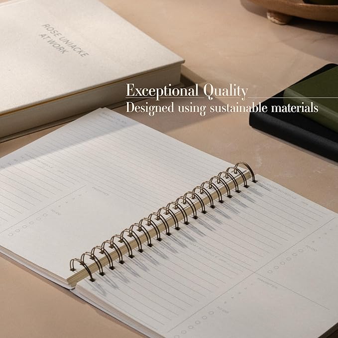 Anecdote Planner 2025 (8.5" x 10") Spiral Notebook - 2025 Daily Planner Weekly and Monthly - Features a Library Buckram Cover, Brass and A4 Size Bleed-Resistant Paper - Organize All 52 Weeks. Start Anytime – Black