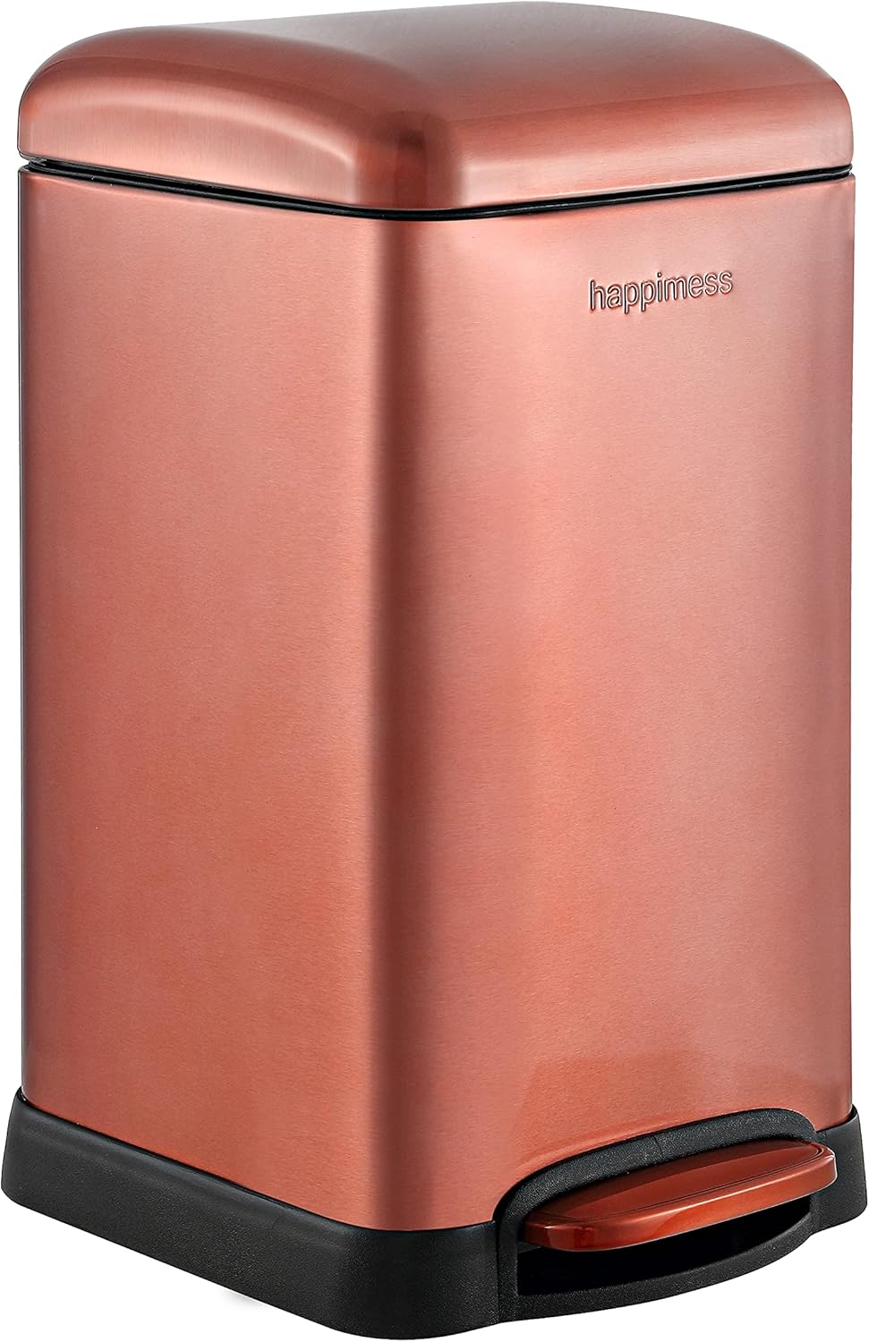 happimess HPM1012D Betty Retro Mini 3.2-Gallon Step-Open Trash Can with Soft-Close Lid, Modern, Minimalistic, Fingerprint Proof for Home, Kitchen, Laundry Room, Office, Bedroom, Bathroom, Rose Gold