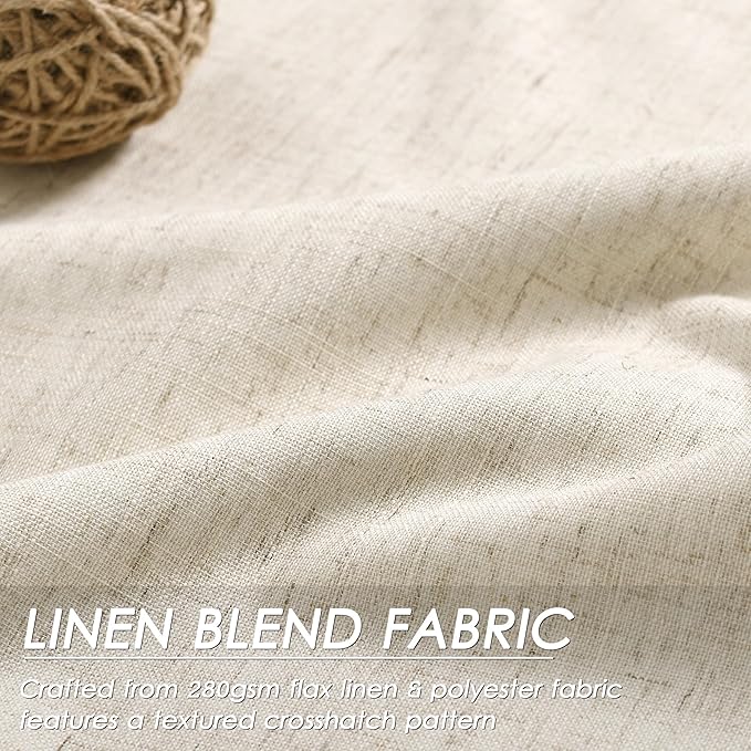 Beige Blackout Linen Curtains 92 inch Length 2 Panels for Living Room Oatmeal Pleated Black Out Drapes Farmhouse Rustic Room Darkening Total Blackout Window Curtain Panels Bedroom 92 inches Long