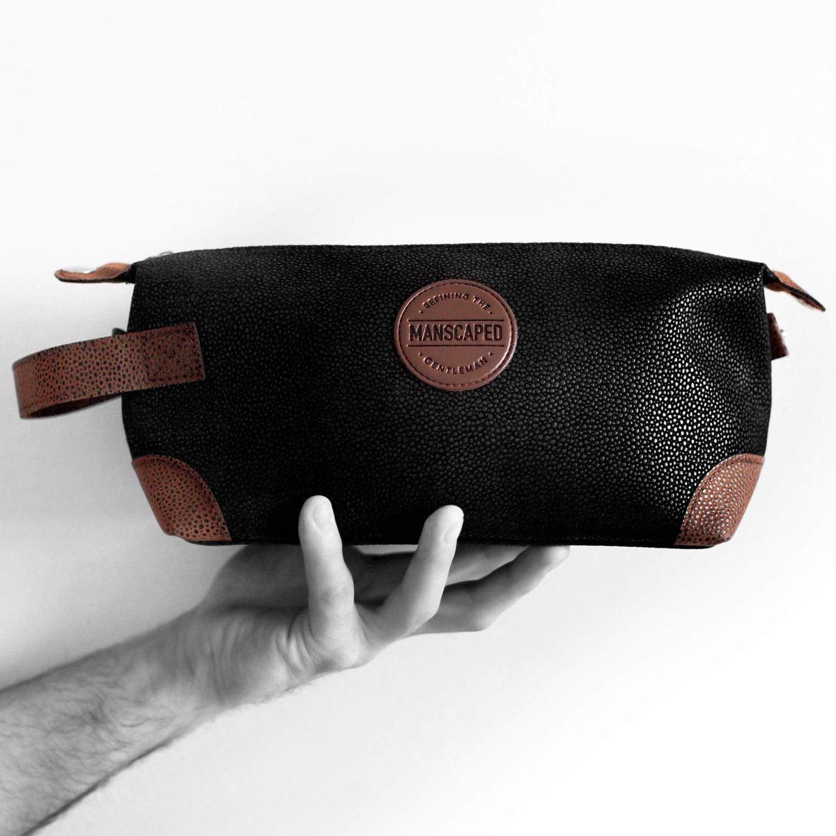 MANSCAPED® The Shed Men's Premium Quality Toiletry Bag, PU Leather Dopp Kit, Bathroom Travel Bag, Shaving Kit Case, Trimmer Tool Organizer