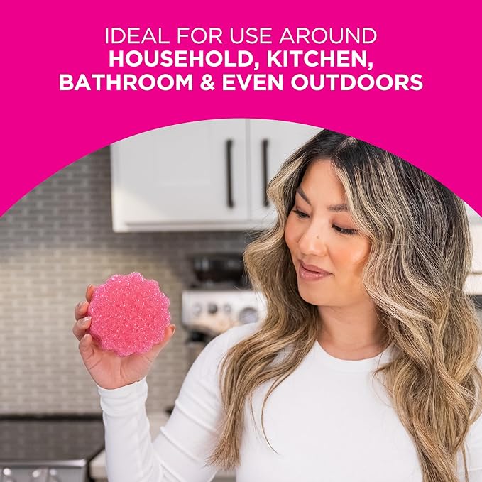 Stardrops – The Pink Stuff – SQeeZY Miracle Scrubber Sponge, Scratch Free Solution for Ultimate Home Cleaning - Perfect for Kitchens, Bathrooms, and Outdoor Use, 3-Pack