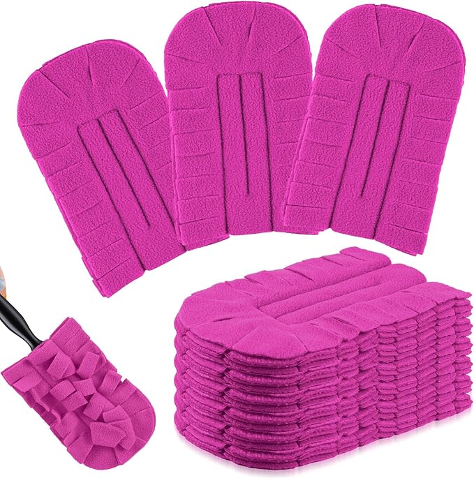 Zubebe 6 Pcs Duster Refill Reusable Fleece Duster Refills Feather Flat Dusters Multi Surface Washable Cleaning Pads Tools for Home, Blinds, Car, Pet, Furniture, Fans (Peach Red)