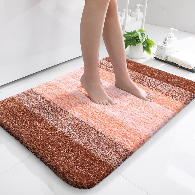 OLANLY Bathroom Rugs Mat 36x24, Extra Soft Absorbent Microfiber Bath Rugs, Rubber Backing, Quick Dry, Machine Washable Bath Mats for Bathroom Floor, Tub and Shower, Home Decor Accessories, Orange