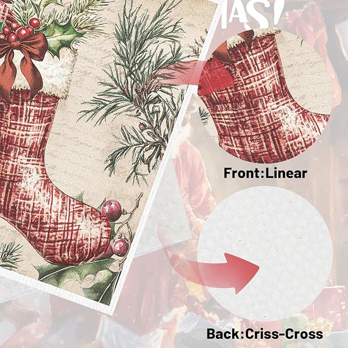 Christmas Swedish Dishcloths for Kitchen, 6 Pack Vintage Santa Claus Snowman Reusable Paper Towels Housewarming Gifts for Women, Xmas Absorbent Dish Rags for Home Cleaning