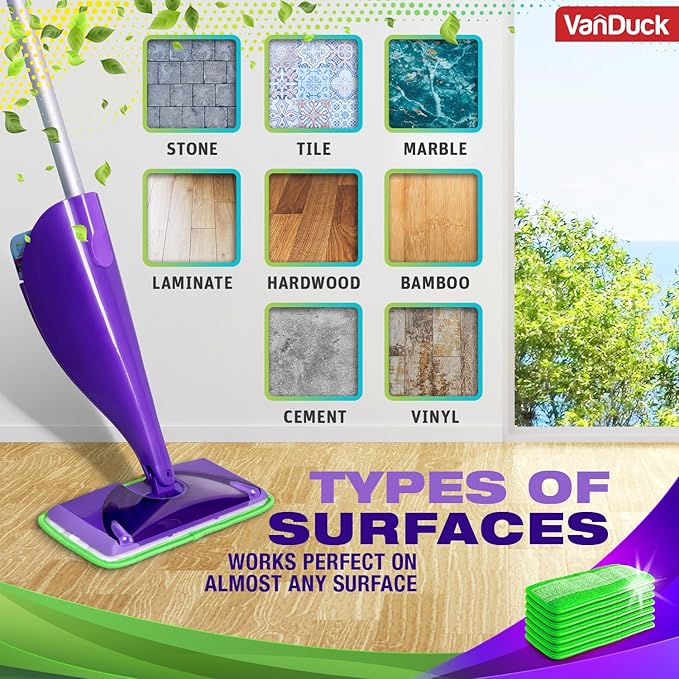 VanDuck Reusable Mop Pads Compatible with Swiffer WetJet (2 Pack) - Microfiber Mop Refill for Wet Mopping Cloths - Hardwood Floor Cleaning Spray Pads are Reusable Replacements