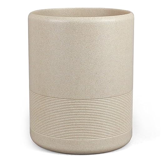 Modern Resin Trash Can Bin, Wastebasket for Bathroom, Kitchen, Office, Home, Beige