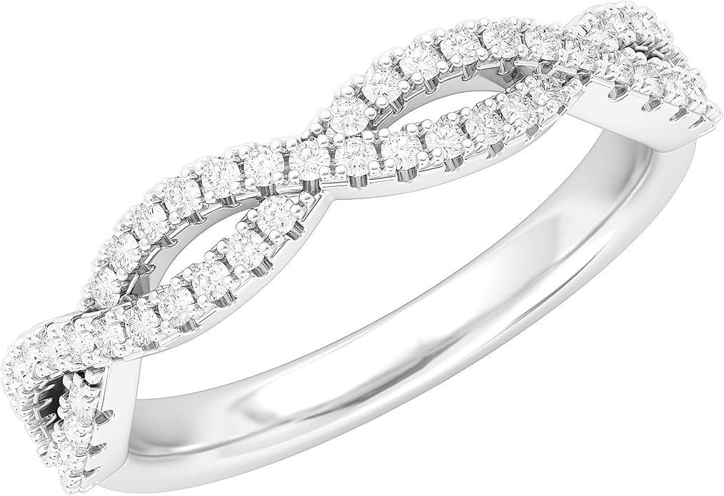 Sterling Silver Infinity Twist Wedding Ring Half-circle Simulated Diamond or Genuine Moissanite Matching Ring For Women
