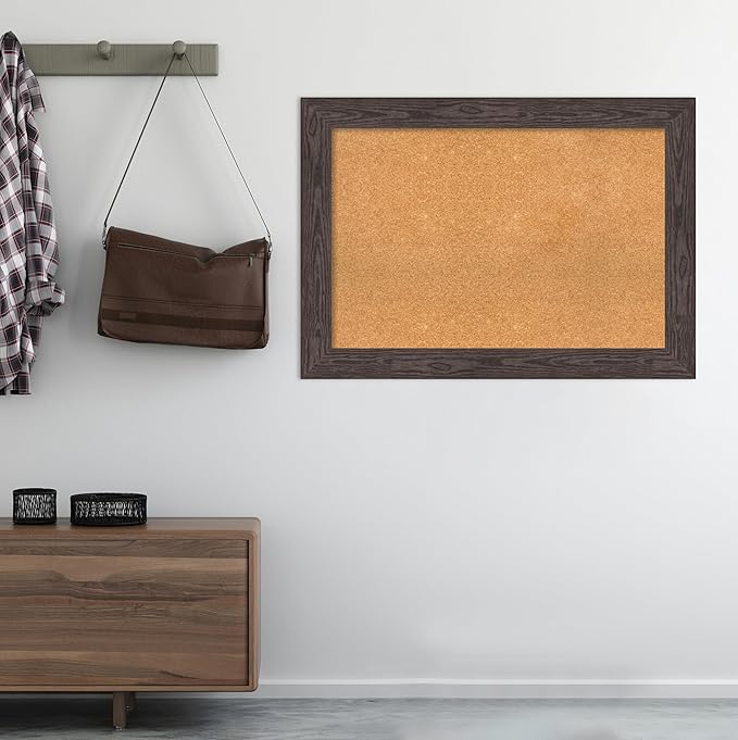 Amanti Art Natural Cork Board for Wall, 30x42 Vision Board with Black Wood Frame, Large Corkboard Office Decor for Home Organization, Rustic Farmhouse Corkboard Pinboard to display items for home