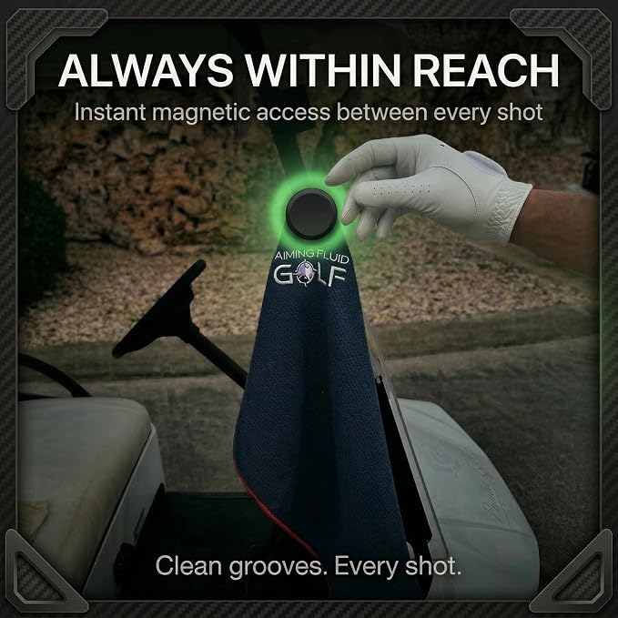 Magnetic Towel Club Glove Gear - 3 Stage Cleaning System- Microfiber Rag with Magnet for Golfcart Bags for Men and Women Augusta Green, 16" x 40" The 40