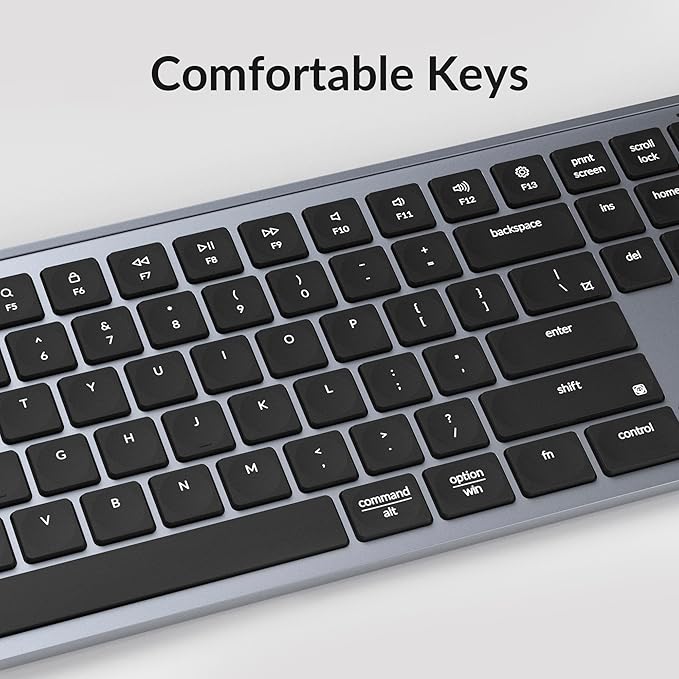 Keychron B6 Pro Ultra-Thin Wireless Keyboard, Full-Size ZMK with Numeric Keypad Quiet Typing, 2.4 GHz/Bluetooth 5.2/Wired Connection Long Battery Life, Compatible with Mac Windows Linux - Space Gray