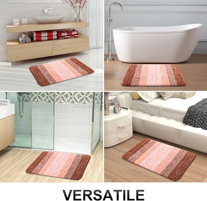 OLANLY Bathroom Rugs Mat 36x24, Extra Soft Absorbent Microfiber Bath Rugs, Rubber Backing, Quick Dry, Machine Washable Bath Mats for Bathroom Floor, Tub and Shower, Home Decor Accessories, Orange