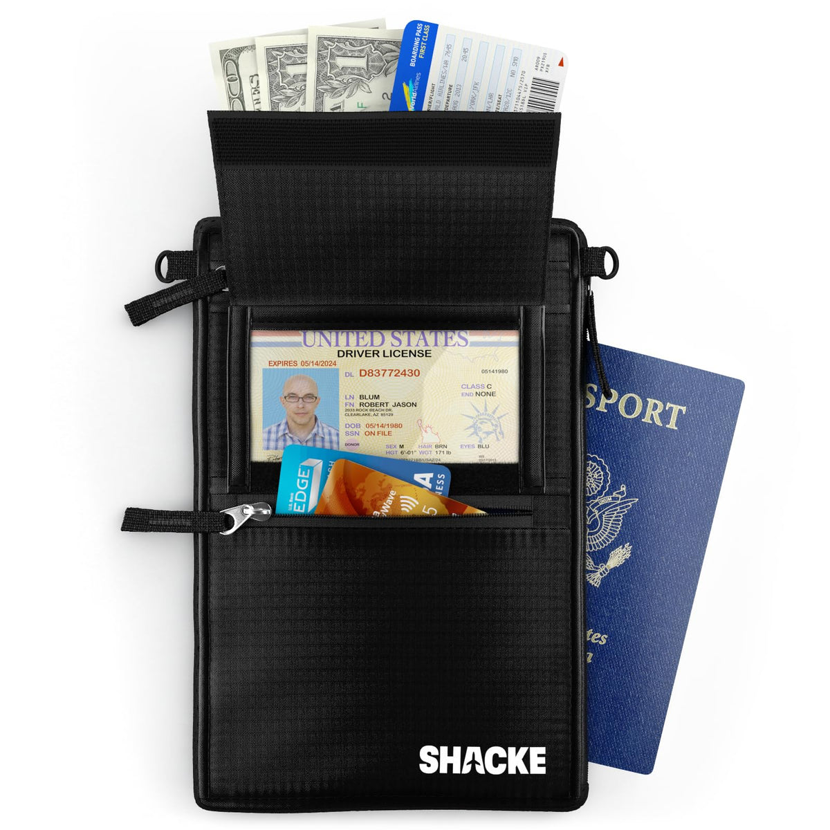 Neck Pouch - RFID Passport Holder and 2 in 1 Belt Wallet