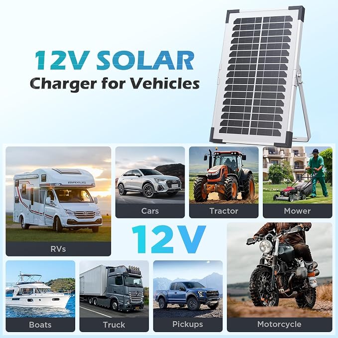 15W Solar Battery Maintainer, 2PCS 7.5W 12V Waterproof Solar Battery Charger with Smart Controller, Low-Iron Tempered Glass Solar Panel for 12V LiFePO4 Battery Dump Trailer Automotive Boat