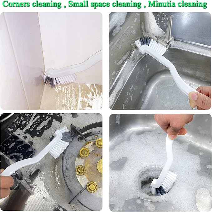 Cleaning Brushes Dish Brush Kitchen Washing Brush Set Shoe Brush Scrub Brush Home Household Cleaner Kit Floor Stiff Bristles with Adhesive Hooks Pot Pan Edge Corners Tile Lines Brush (Light Brown)