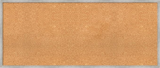 Amanti Art Natural Cork Board for Wall, 21x49 Vision Board with White Frame, Oversize Corkboard Office Decor for Home Organization, Cottage Corkboard Pinboard to Display Items for Home Organization