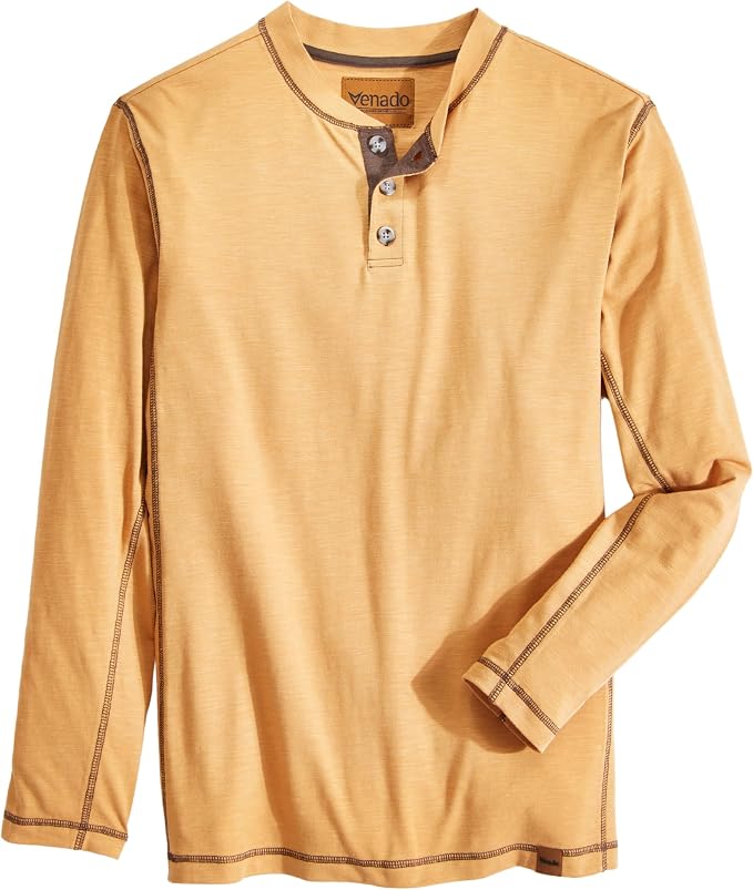 Venado Henley Long Sleeve Shirts for Men - Mens Henley with Flex Material